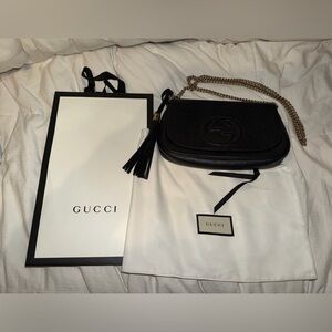 Gucci Pebbled Black Medium Soho Flap Crossbody
